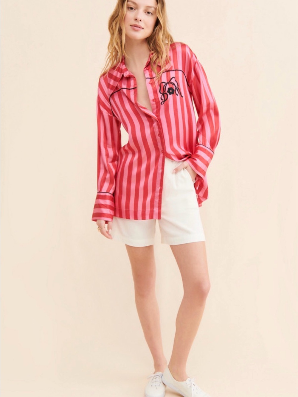 DAMSON MADDER Joni Stripe Satin Shirt - Size 12